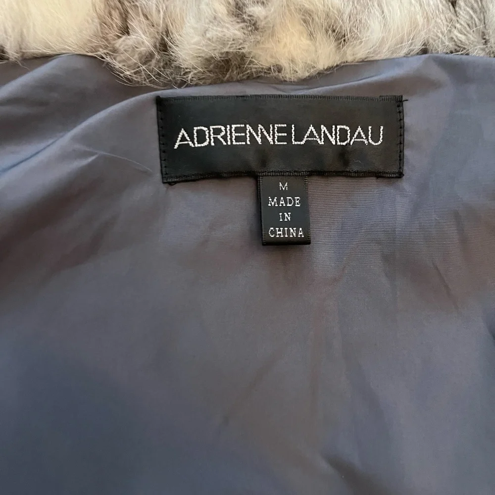 Adrienne Landau Rabbit Fur Jacket White & Grey Like New - Picture 4 of 10